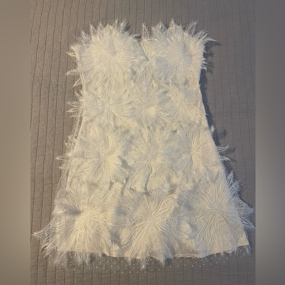 White eyelash lace mini dress